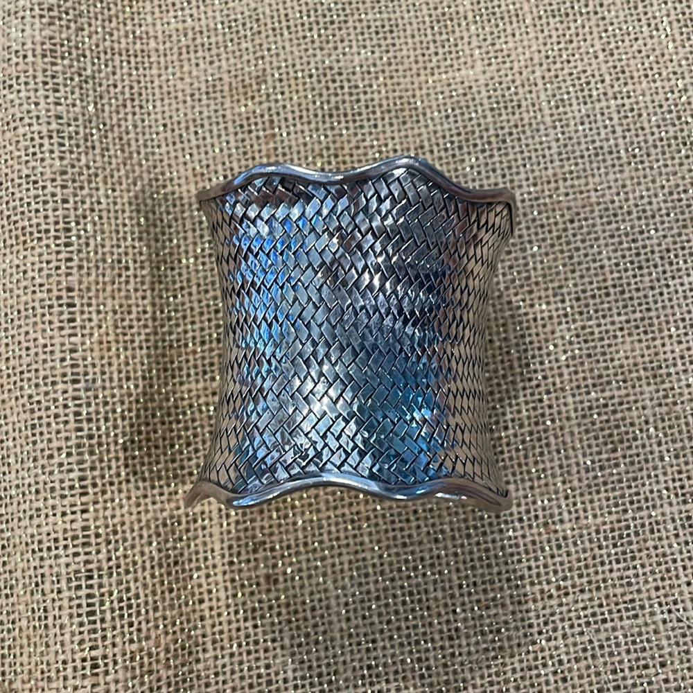 Flexible woven sterling silver bracelet